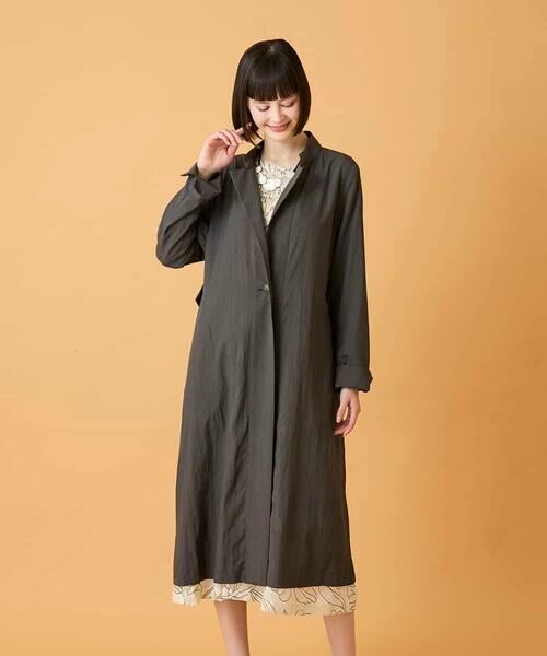 HIROKO BIS / ヒロコビス その他アウター | ドレープワッシャーロング丈コート | 詳細1