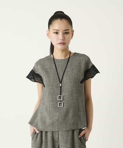 HIROKO BIS / ヒロコビス シャツ・ブラウス | ツイーディーメッシュプルオーバーブラウス | 詳細7