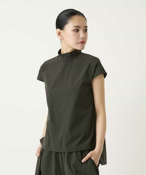 HIROKO BIS / ヒロコビス カットソー | リブネックフレンチスリーブプルオーバー（カーキ）