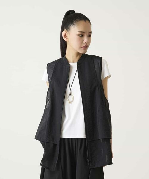 HIROKO BIS / ヒロコビス ベスト | レイヤード風デザインジレ（ブラック）