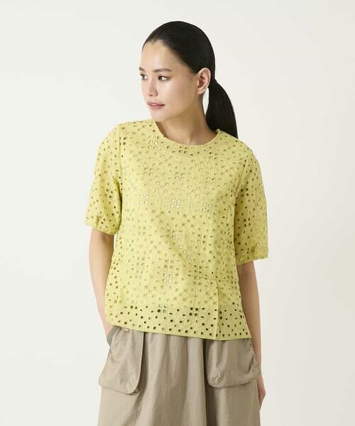 HIROKO BIS / ヒロコビス シャツ・ブラウス | アイレット刺繍タックヘムブラウス | 詳細10