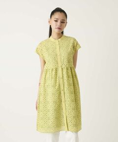 HIROKO BIS / ヒロコビス チュニック | アイレット刺繍フレンチスリーブチュニックブラウス