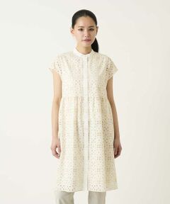 HIROKO BIS / ヒロコビス チュニック | アイレット刺繍フレンチスリーブチュニックブラウス