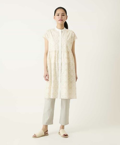 HIROKO BIS / ヒロコビス チュニック | アイレット刺繍フレンチスリーブチュニックブラウス | 詳細7