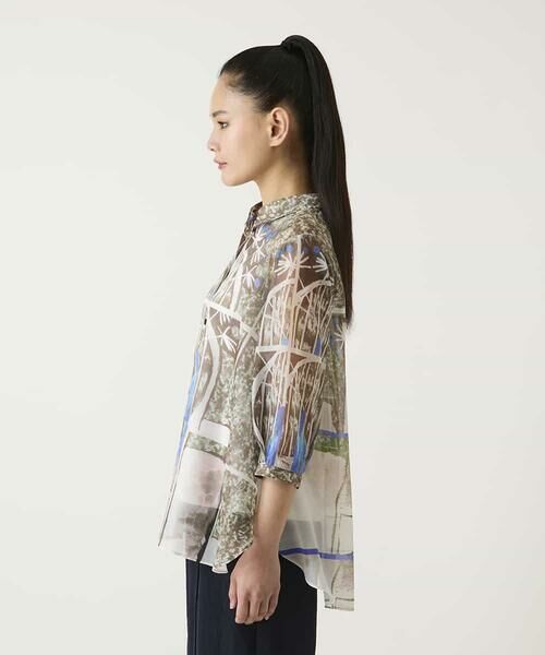 HIROKO BIS / ヒロコビス シャツ・ブラウス | アートプリントオーガンジーブラウス | 詳細1