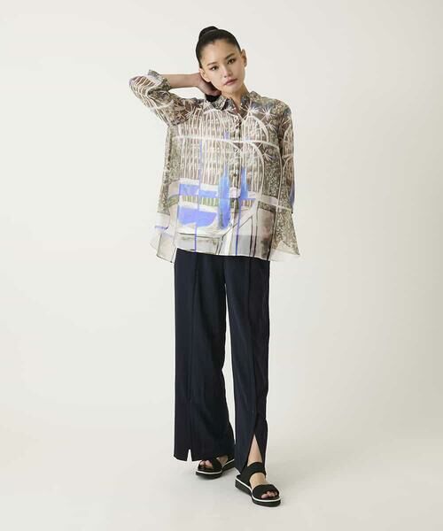 HIROKO BIS / ヒロコビス シャツ・ブラウス | アートプリントオーガンジーブラウス | 詳細11