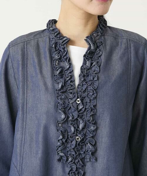 HIROKO BIS / ヒロコビス シャツ・ブラウス | フリルアクセントダンガリーブラウス | 詳細4