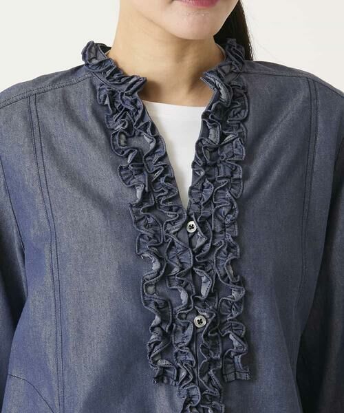 HIROKO BIS / ヒロコビス シャツ・ブラウス | フリルアクセントダンガリーブラウス | 詳細6