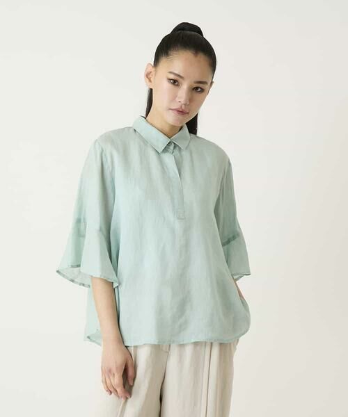 HIROKO BIS / ヒロコビス シャツ・ブラウス | フレアスリーブ麻ブラウス | 詳細9