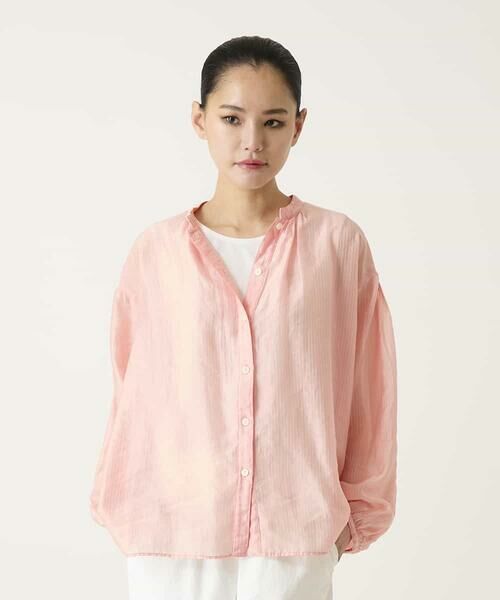 HIROKO BIS / ヒロコビス シャツ・ブラウス | コードストライプシアーブラウス（ピンク）