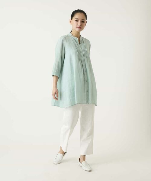 HIROKO BIS / ヒロコビス チュニック | ピンタックフレア麻ブラウス | 詳細12