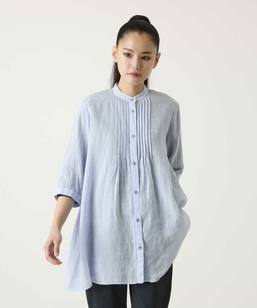 HIROKO BIS / ヒロコビス チュニック | ピンタックフレア麻ブラウス | 詳細18
