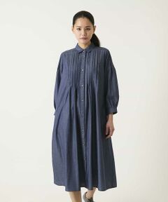 HIROKO BIS / ヒロコビス ロング・マキシ丈ワンピース | ピンタックデザインダンガリーワンピース