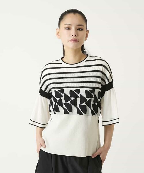 HIROKO BIS / ヒロコビス ニット・セーター | フクレジャカードデザインニットプルオーバー（ホワイト）