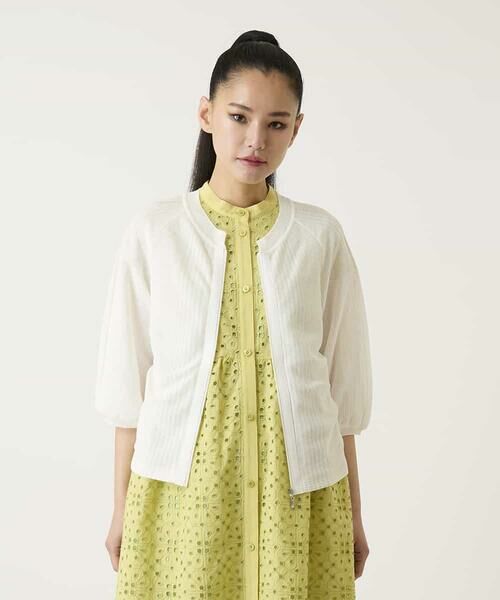 HIROKO BIS / ヒロコビス カーディガン・ボレロ | リブポイントコンパクトニットカーディガン（ホワイト）