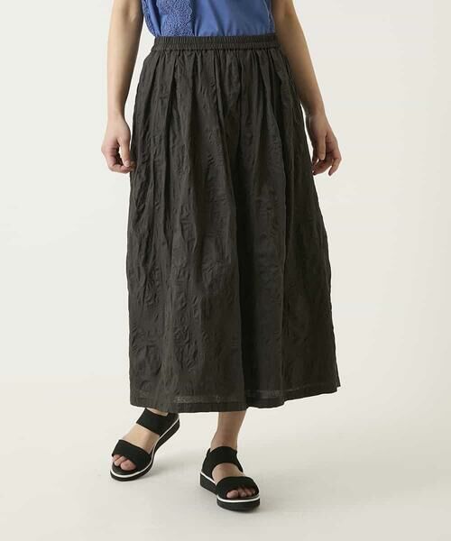 HIROKO BIS / ヒロコビス ロング・マキシ丈スカート | ボタニカルモチーフロング丈スカート（ブラウン）