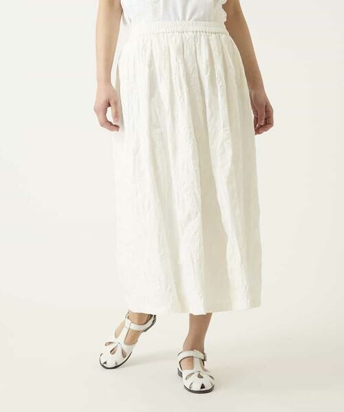 HIROKO BIS / ヒロコビス ロング・マキシ丈スカート | ボタニカルモチーフロング丈スカート（ホワイト）