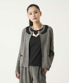 HIROKO BIS / ヒロコビス ノーカラージャケット | ツイーディーメッシュコンパクトジャケット