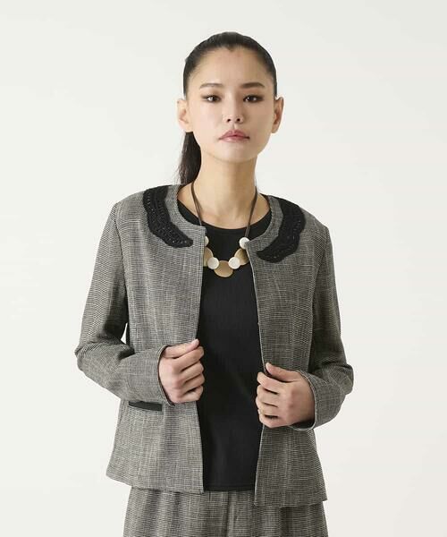 HIROKO BIS / ヒロコビス ノーカラージャケット | ツイーディーメッシュコンパクトジャケット | 詳細10