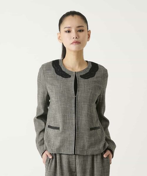 HIROKO BIS / ヒロコビス ノーカラージャケット | ツイーディーメッシュコンパクトジャケット | 詳細13