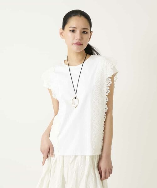 HIROKO BIS / ヒロコビス カットソー | サイドレースフレンチスリーブカットソー（ホワイト）