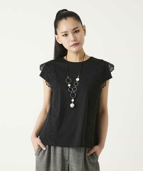 HIROKO BIS / ヒロコビス カットソー | サイドレースフレンチスリーブカットソー（ブラック）