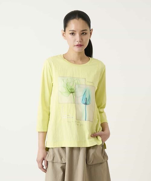 HIROKO BIS / ヒロコビス カットソー | 異素材ジョイントコラージュデザインカットソー（イエロー）