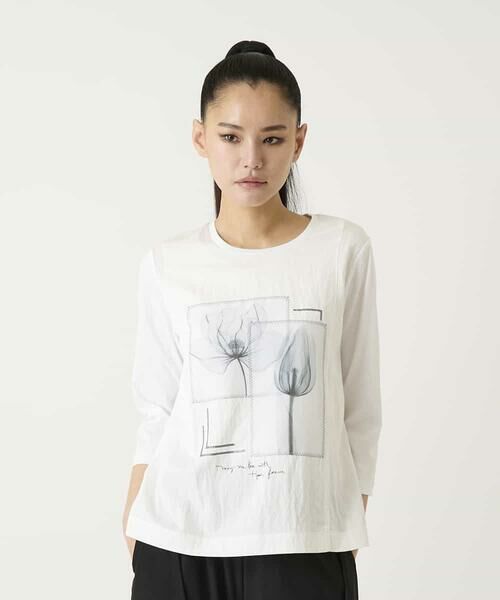 HIROKO BIS / ヒロコビス カットソー | 異素材ジョイントコラージュデザインカットソー（ホワイト）