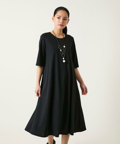 HIROKO BIS / ヒロコビス ロング・マキシ丈ワンピース | 切り替えフレアジャージーワンピース（ブラック）