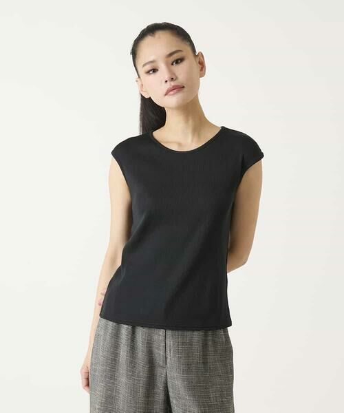 HIROKO BIS / ヒロコビス カットソー | キャップスリーブデザインカットソー（ブラック）