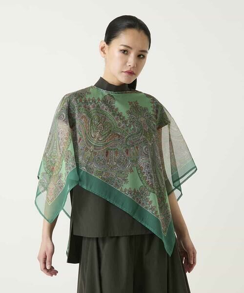 HIROKO BIS / ヒロコビス マフラー・ショール・スヌード・ストール | マルチウェイスカーフ柄プリントストール（グリーン）