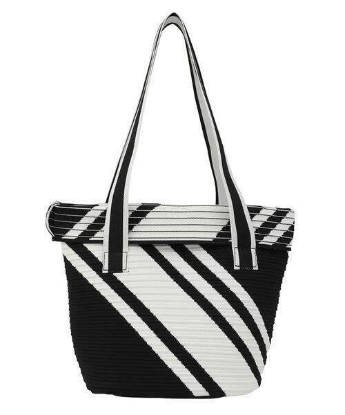HIROKO BIS / ヒロコビス トートバッグ | ランダムストライプニットバッグ（ブラック）