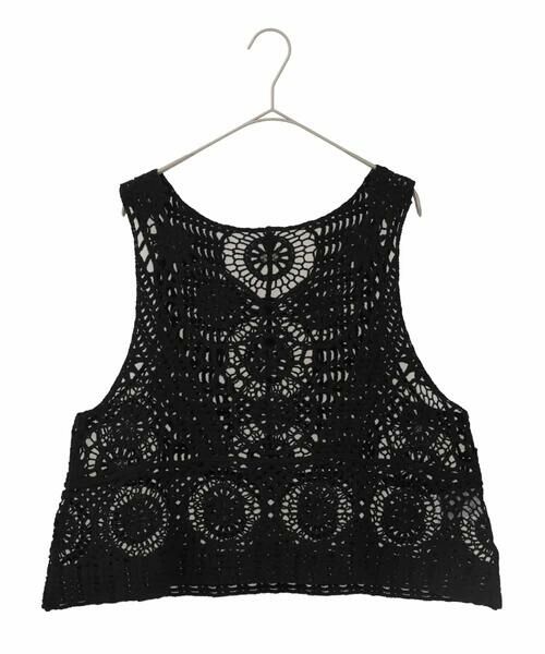 HIROKO BIS / ヒロコビス ベスト | ケミカルレースジレ /洗える（ブラック）