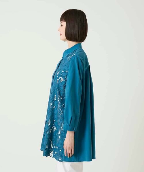 HIROKO BIS / ヒロコビス チュニック | フラワー刺繍コットンロングシャツ | 詳細11