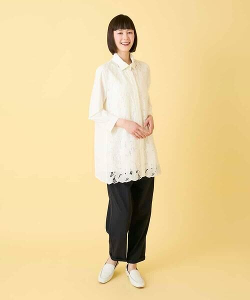 HIROKO BIS / ヒロコビス チュニック | フラワー刺繍コットンロングシャツ | 詳細7