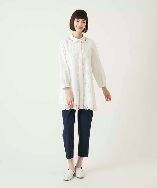 HIROKO BIS / ヒロコビス チュニック | フラワー刺繍コットンロングシャツ | 詳細9
