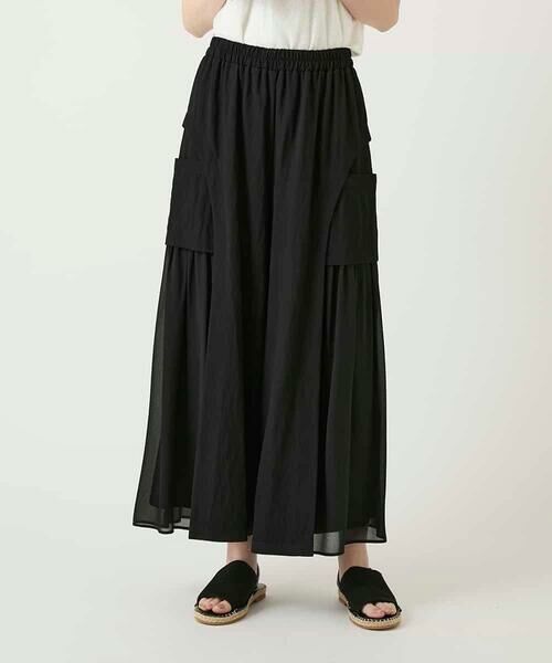 HIROKO BIS / ヒロコビス その他パンツ | 異素材ジョイントデザインワイドパンツ（ブラック）