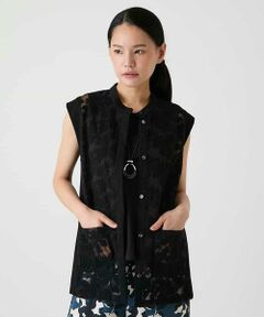 HIROKO BIS / ヒロコビス ベスト | オーガンジー刺繍デザインジレ /洗える
