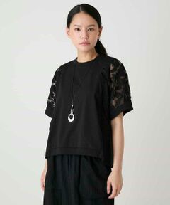 HIROKO BIS / ヒロコビス カットソー | オーガンジー刺繍ドッキングプルオーバー