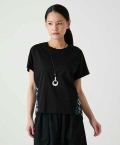 HIROKO BIS / ヒロコビス カットソー | フラワープリント異素材コンビカットソー
