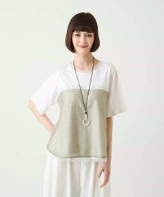 HIROKO BIS / ヒロコビス カットソー | ラメテープドッキングデザインカットソー