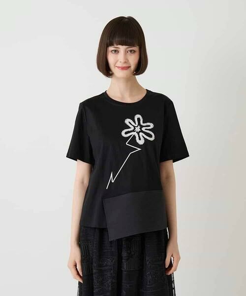 HIROKO BIS / ヒロコビス カットソー | 【接触冷感】異素材切り替えフラワー刺繍デザインTシャツ | 詳細10
