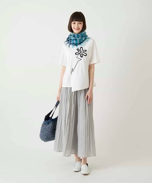 HIROKO BIS / ヒロコビス カットソー | 【接触冷感】異素材切り替えフラワー刺繍デザインTシャツ | 詳細18
