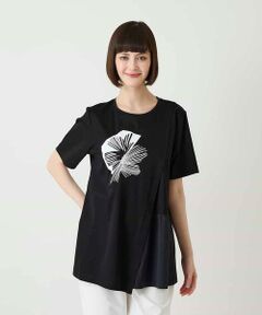HIROKO BIS / ヒロコビス チュニック | 【接触冷感】刺繍モチーフアシンメトリーチュニックTシャツ /洗える