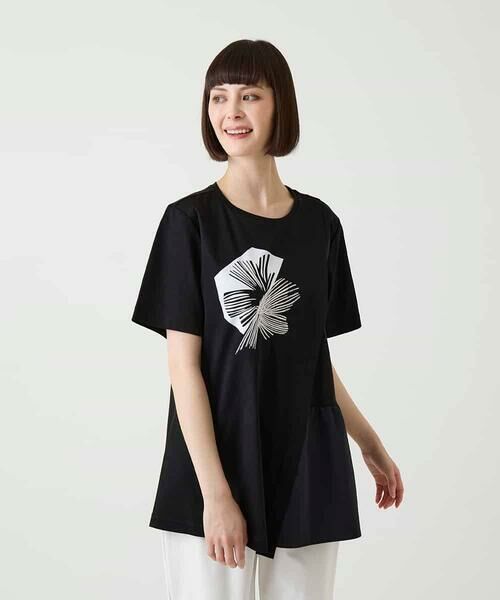 HIROKO BIS / ヒロコビス チュニック | 【接触冷感】刺繍モチーフアシンメトリーチュニックTシャツ /洗える | 詳細4