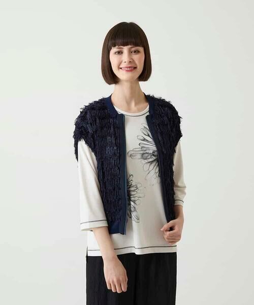 HIROKO BIS / ヒロコビス ベスト | フリンジチュールコンパクトベスト | 詳細11