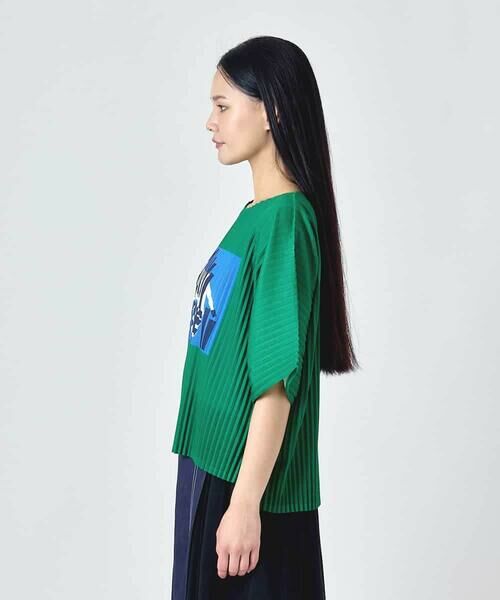 HIROKO BIS / ヒロコビス カットソー | シマウマプリントプリーツデザインTシャツ | 詳細1
