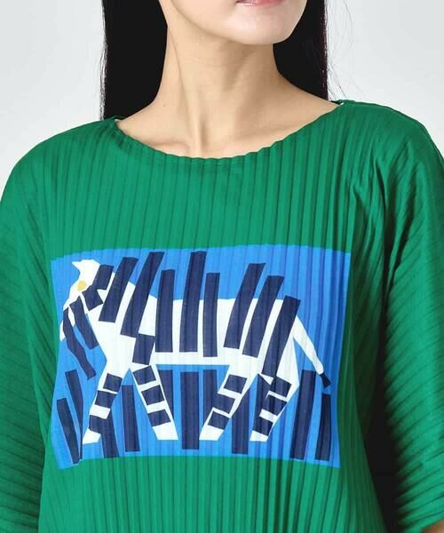HIROKO BIS / ヒロコビス カットソー | シマウマプリントプリーツデザインTシャツ | 詳細3