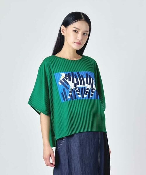 HIROKO BIS / ヒロコビス カットソー | シマウマプリントプリーツデザインTシャツ | 詳細8