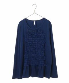 【洗える】シャーリングシフォンカットソー